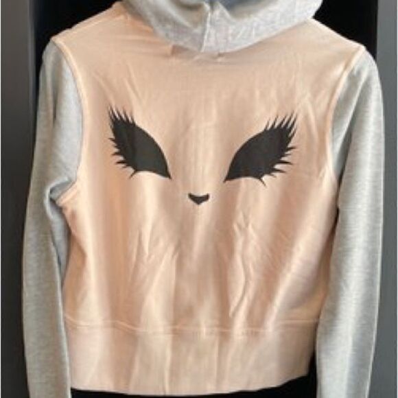 Sugar & Babe Cropped Cat Hoodie. Pink/Gray. Size Large Girls. - Picture 3 of 9